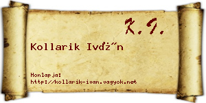 Kollarik Iván névjegykártya